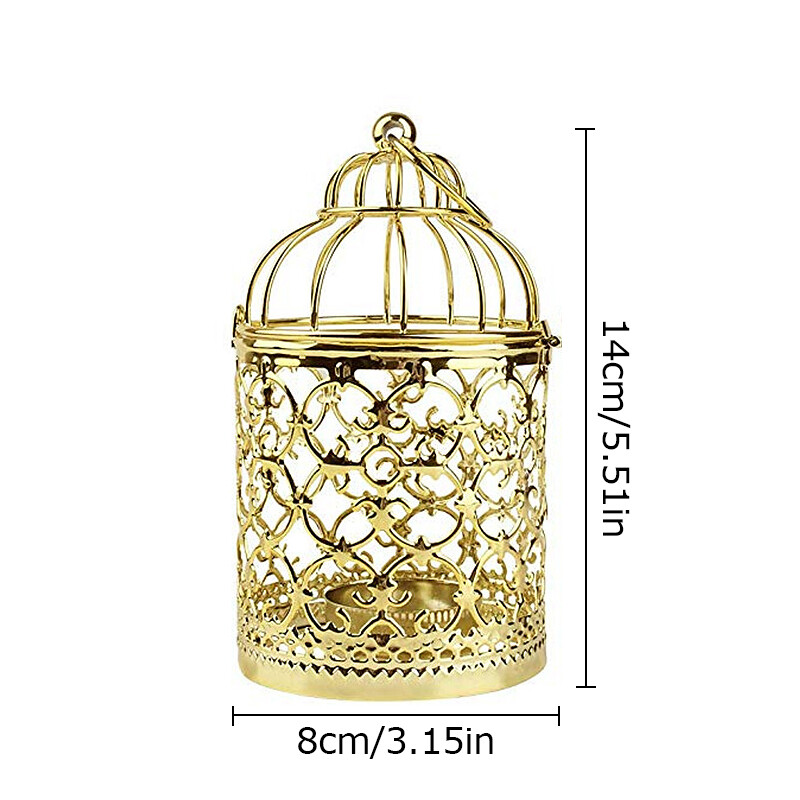 Gold Cage Candle Holders Large Pillar Lanterns Tealight Holder Home