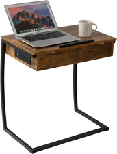 C Table End Table with Charging Station, TV Trays, Couch Tables That Slide Under