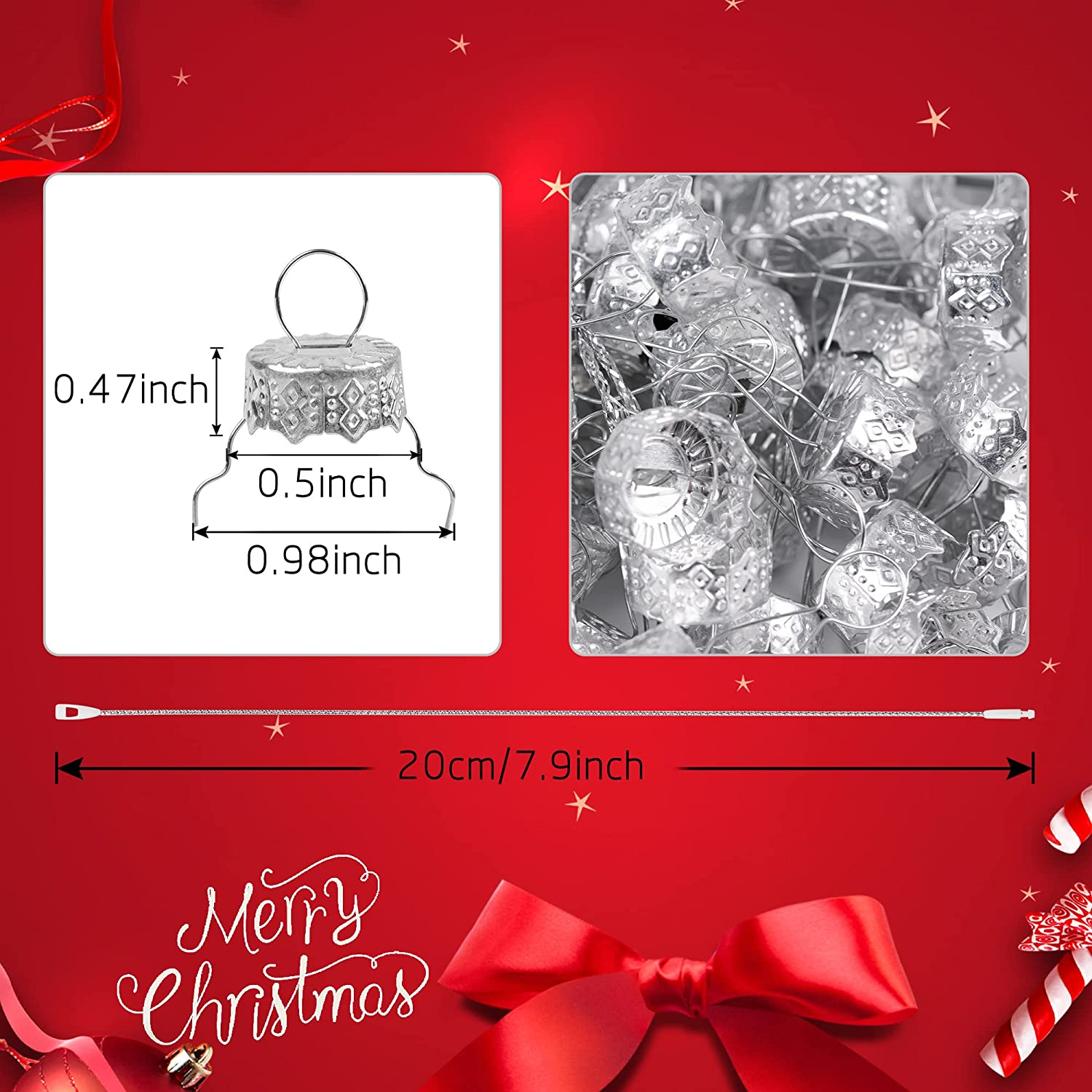 100X Round Christmas Ornament Caps Removable Hangers Caps Metal Replacement Cap eBay