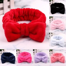 Solid Color Coral Fleece Bow Hair Bands Wash Face Makeup Soft Elastic Headband