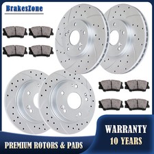 Drilled Slotted Front and Rear Brake Rotors Pads Kit for 2003-2007 Honda Accord