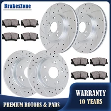 Drilled Slotted Front and Rear Brake Rotors Pads Kit for 2003-2007 Honda Accord