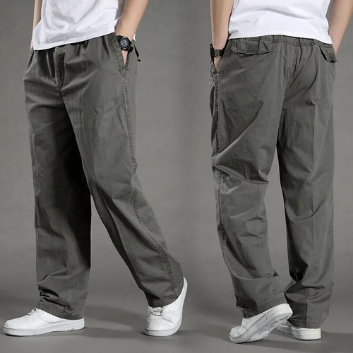 Herren Taschen Cargo Hose Stretch Bund Freizeit Locker Gerade Arbeitshose - Bild 13 von 33