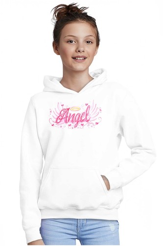 Airbrushed Angels Wings Halo Hearts Love Youth Girls Hoodie Sweatshirts Kids - Picture 3 of 7