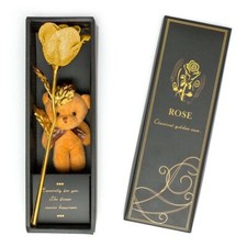 Romantic 24K Gold Galaxy Rose Flower Valentines Day Gift Crystal Rose With Box
