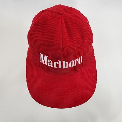 VTG Marlboro Vintage Corduroy Hat Cap Red Snap Back