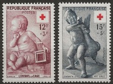 N° 1048/49**  PAIRE CROIX ROUGE 1955