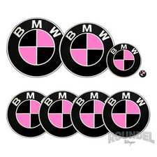 For BMW Badges - Matte Black & Pink - All Models Decals Wrap Stickers Overlay