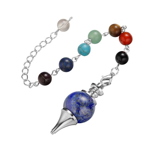 9 Stck. Pendel Wünschelrutengänger Heilung 18 mm Kristall Kugel Anhänger 7 Chakra Kette - Bild 10 von 12