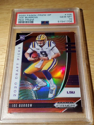 2020 Panini Prizm DP Joe Burrow RED PRIZM Card # 105 PSA 10