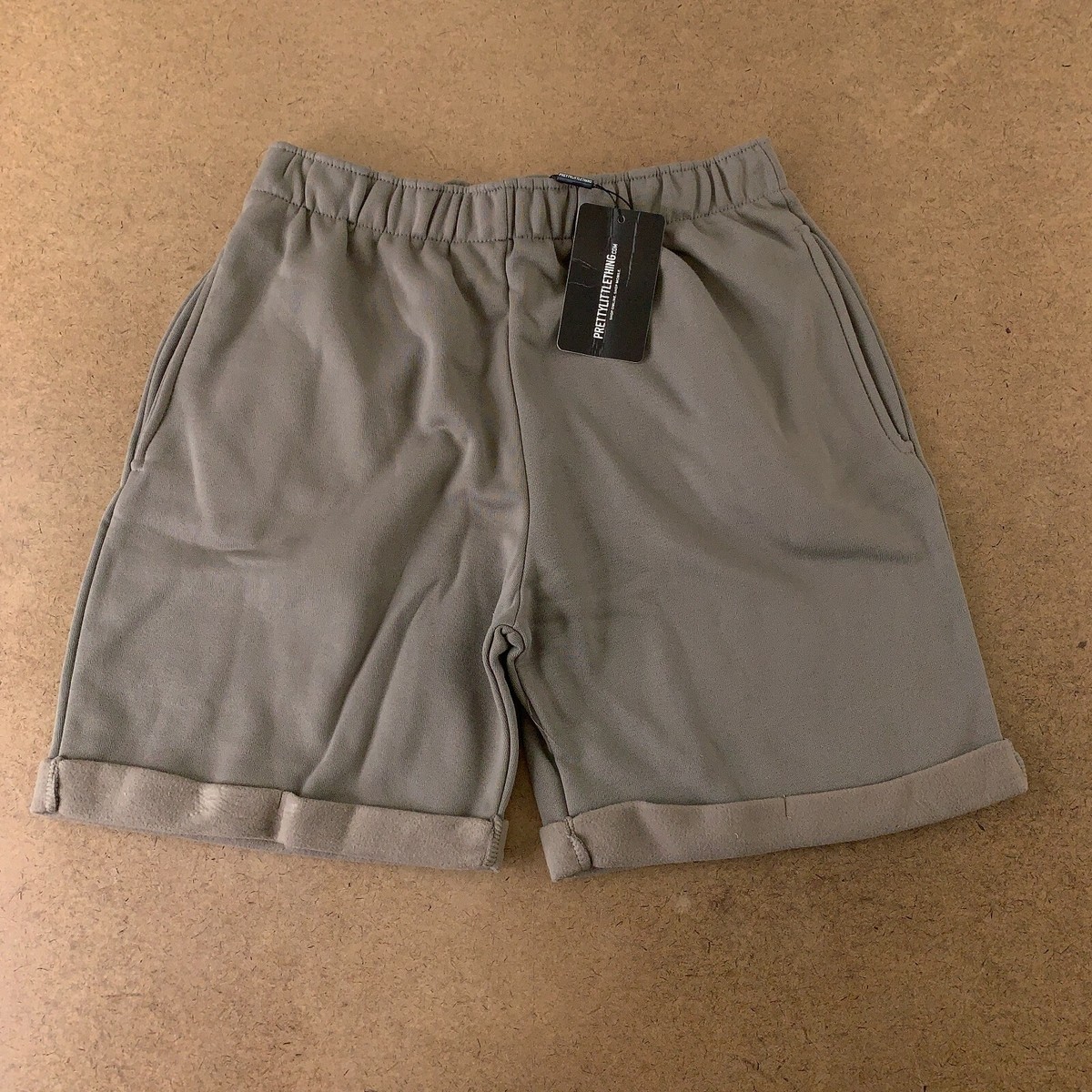 Pretty Little Thing Juniors Size 14 Grey Turn Up Longline Sweat Shorts NWT