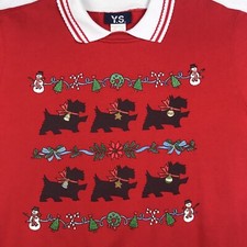 vtg 90s SCOTTIE DOG CHRISTMAS collared granny Sweatshirt L snowman sweater tee