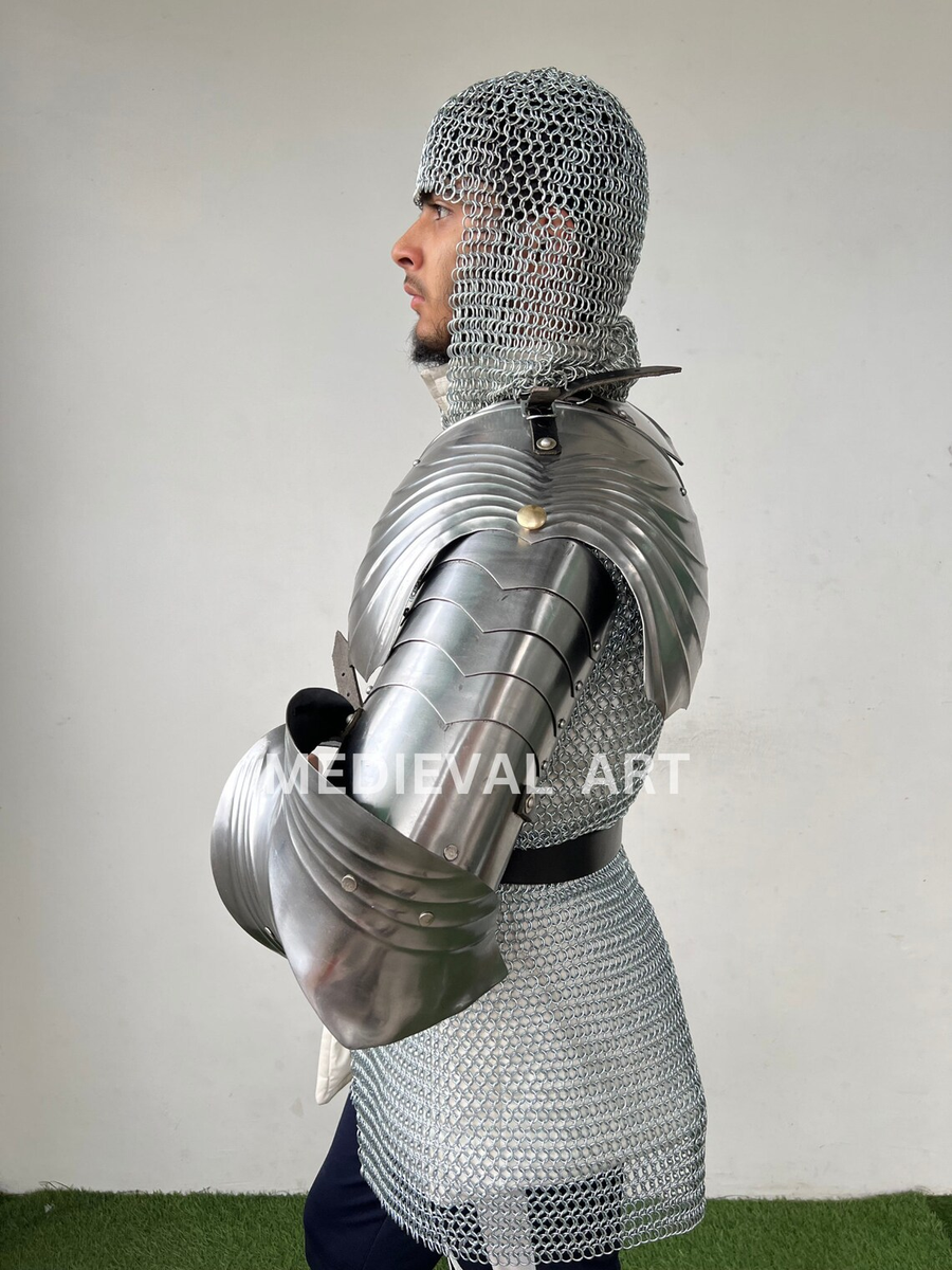 Medieval Steel Gorget Neck Armor - 18 Gauge Steel Neck Guard For SCA, LARP, Cosplay, Reenactment & Halloween