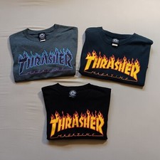 T-Shirt Lot (3) Shirts Thrasher Magazine/Skateboard Pre-owned Sz. - Sm. M. L.