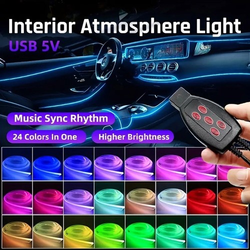 118inch Car RGB Light Strip Interior Atmosphere Neon Invisible Remote Control - Picture 2 of 8