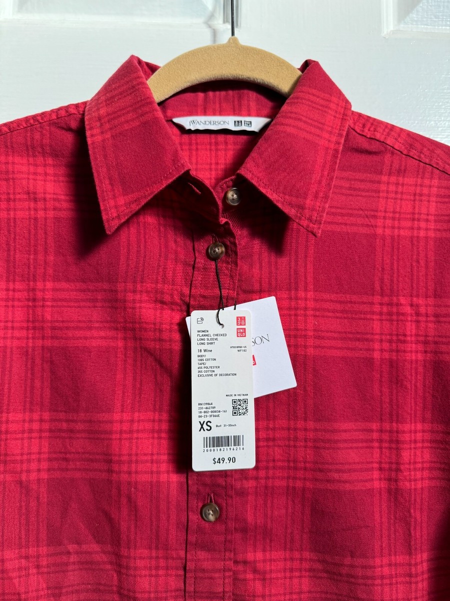トップス JW ANDERSON check flannel longshirt EU44 UNIQLO J W Anderson Flannel Checked Long-Sleeve Long Shirt S XS