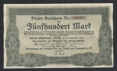 Düren Euskirchen Jülich Schleiden Stolberg Eschweiler 500 Mark MUSTER ( 470E - Bild 1 von 2