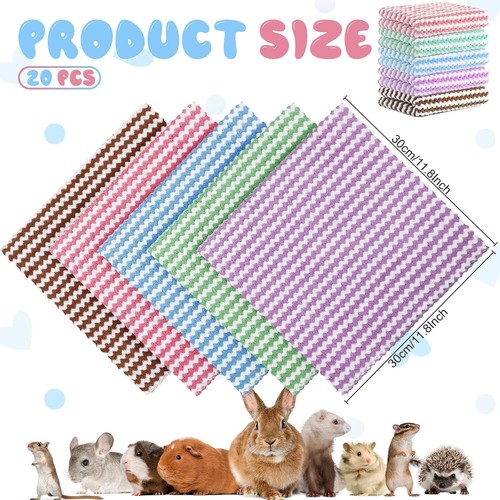 Moukeren 20Pcs Guinea Pig Fleece Bedding Blankets Bulk Washable Small Animal ... - Picture 2 of 3