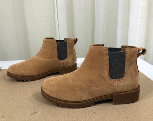 NEW SOREL Womens Emelie II Waterproof Suede Chelsea Boot US 9/40 Tawny Buff/Gum - Picture 11 of 20