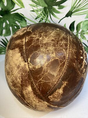 Boule De Médecine Vintage En Cuir - 8 Livres (3,6 Kg) - Marron Old School - Rare