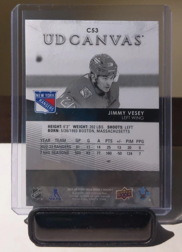 JIMMY VESEY 2023-24 UD SERIES 1  CANVAS BLACK & WHITE PARALLEL SP #C53 💎💎💎 - Image 2 of 2