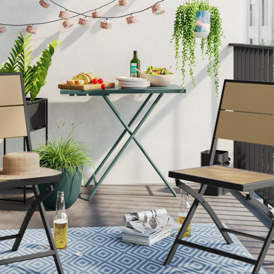 Steel Rectangle Multitier Outdoor Folding Accent Table Green Room