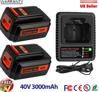 3.0Ah 40V MAX Lithium Battery or Charger for Black and Decker LBX2040 LBXR2036