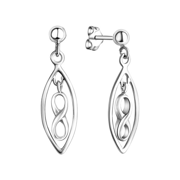 OhrhäNger Ohrring 925 Sterling Silber Glanz Poliert Rhodiniert Motiv Infinity V-image