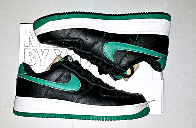 BRAND NEW IN BOX AF1 NIKE BY YOU BLACK W/GREEN SWOOSH PHILADELPHIA EAGLES SZ 9.5 Custom Green & Black Air Force 1 main image 4