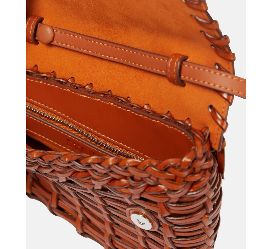 STAUD Acute Woven Leather Crossbody Bag in Tan MSRP$395 SUMMER