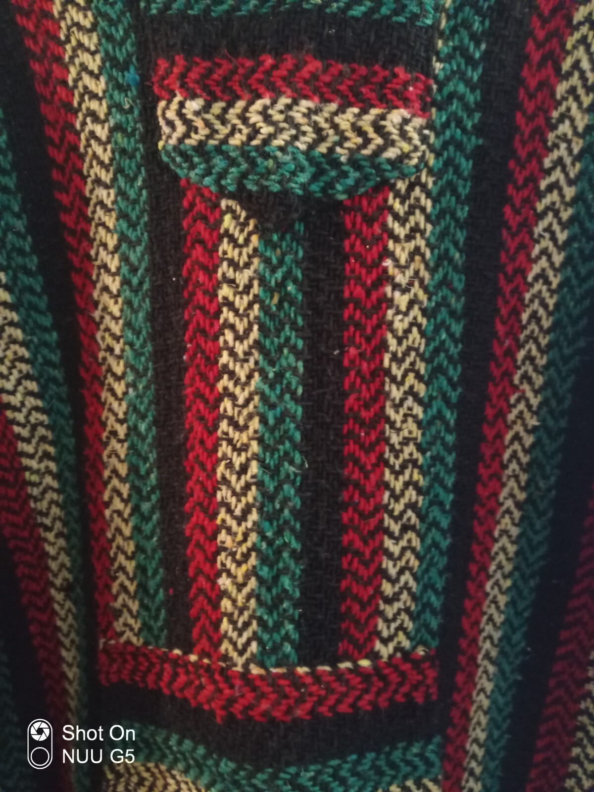 BAJA JOE Striped Hippie Boho Rasta Poncho Hoodie Size… Gem