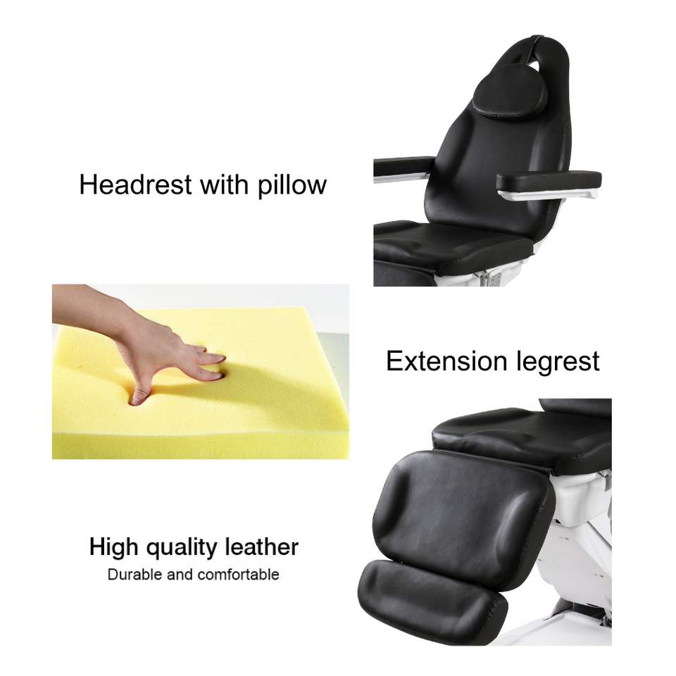 Beauty-Ace Electric Spa Facial Chair – Esthetician Bed With 3 Motors, Adjustable Black