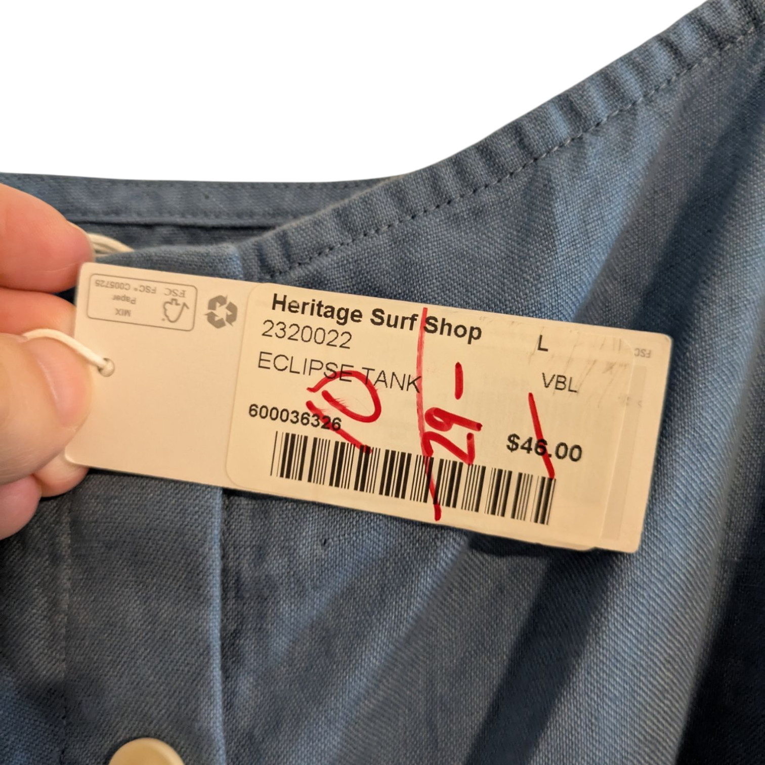 Outerknown Eclipse Linen Tank Top Cropped Blue St… - image 3