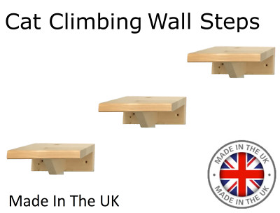 Stilvolle Katzentreppe/Plattform/Leiter an der Wand - Massivholz Made in UK