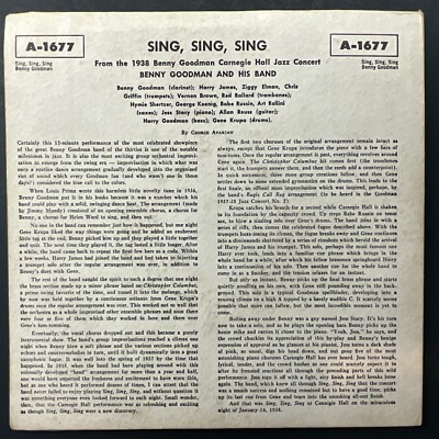 [レコード] Leddy Wessel Sing Sing Sing 7 EP Bennie Goodman And His Orchestra, Sing, Sing, Sing, 7