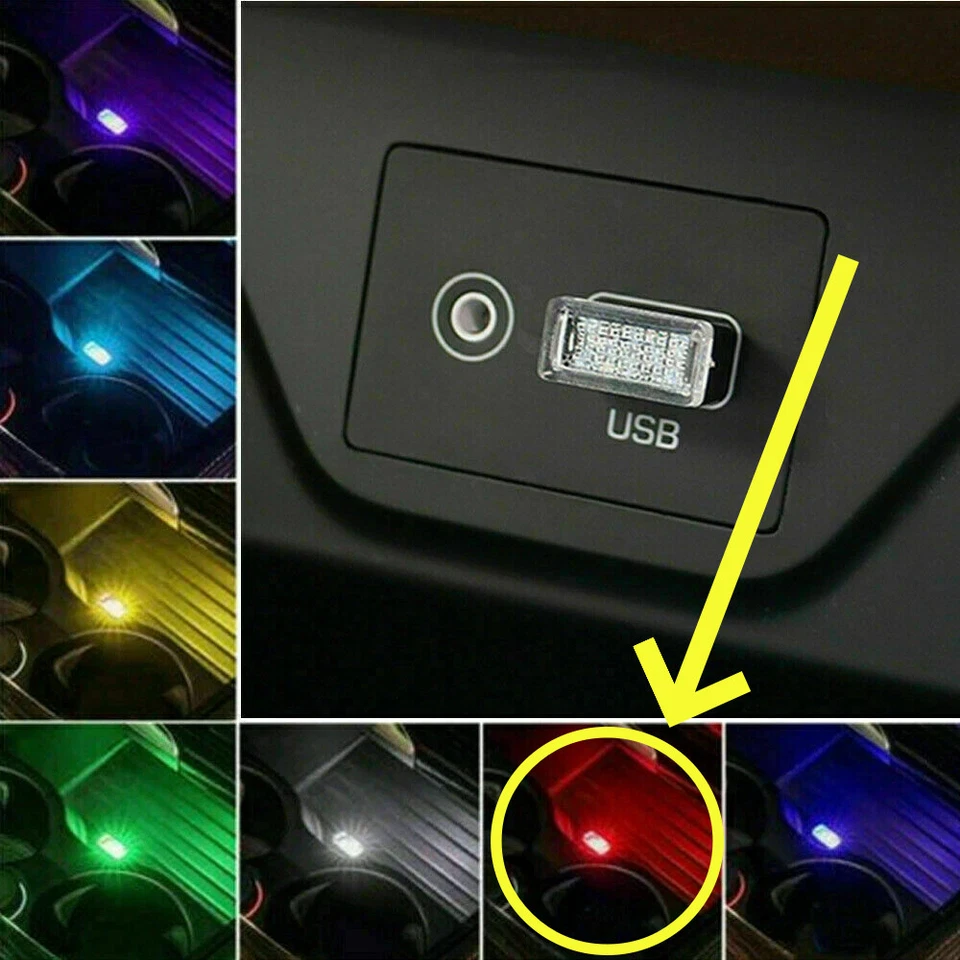 Mini USB LED Car Accessories Interior Light Neon Atmosphere Ambient Lamp Bulb US - Image 2 of 4