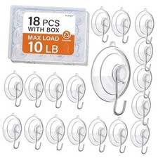 18 Pack Suction Cup Hooks Max Load 10LB, 1.77Inch Suction Cup Hook for Glass