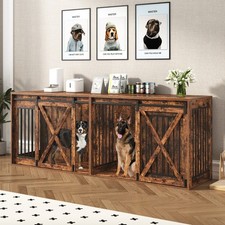 94.5" XXXL Dog Crate Furniture for 2 Large Dogs, Heavy Duty Double Dog Cage