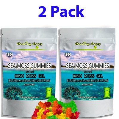 (2 Pack) Irish Sea Moss Gummies   Raw Organic Wildcrafted Sun-Dried Sea Moss