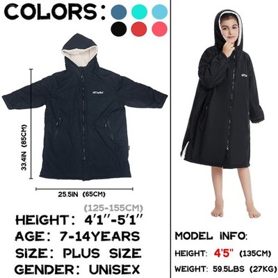 Hiturbo Peignoir à Changer Imperméable – Poncho Surf Doublure Polaire Chaud, Manches Longues, Taille Unique Adulte