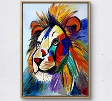 Original lion king painting 12X16 canvas acrylic expressionism abstract home art