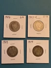 Barber Quarter Four Coin Lot -1902-1903O-1909-1914