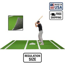 USA-Made 6'x12' Baseball / Softball Hitting Mat Green with Painted Home Plate