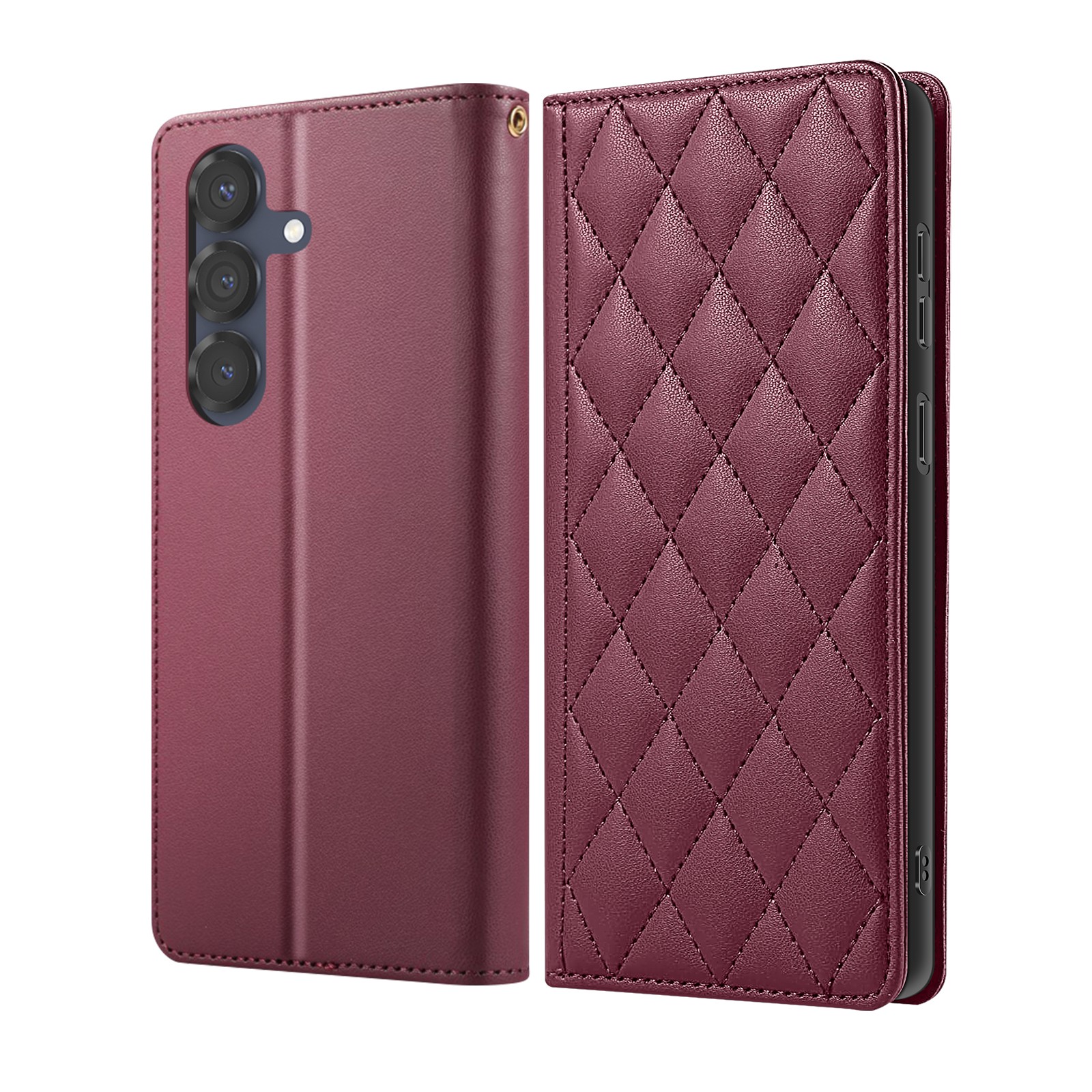 Étui RFID pour Galaxy S26 avec support vidéo et dragonne bordeaux