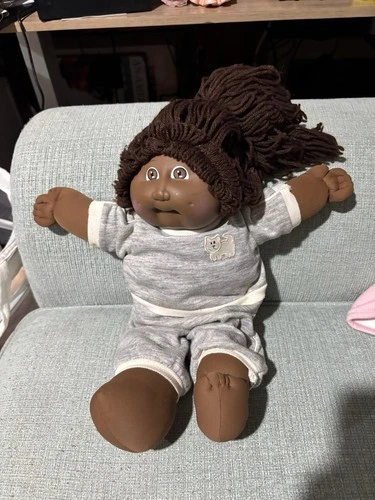 Cabbage Patch Kids 16" African American Doll 1982 Yarn Hair Signed Roberts