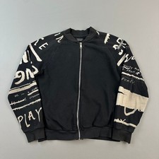Zara Man Bomber Jacket Mens Medium Black Graphic Full Zip Casual Outdoor