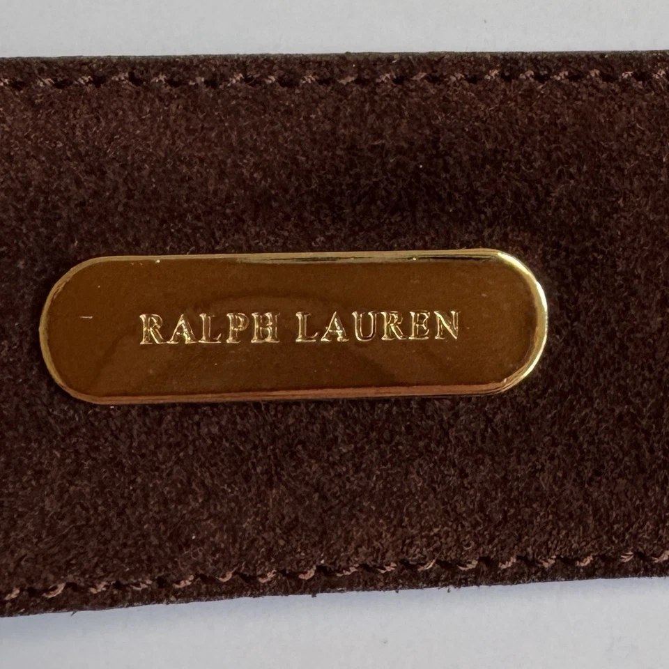Vintage Ralph Lauren Brown Suede Belt Gold Buckle Woman’s Made in Italy Size M - Image 4 of 4