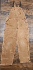Carhartt Bib Overalls Mens 40 X 30 Brown Duck Canvas Double Knee USA
