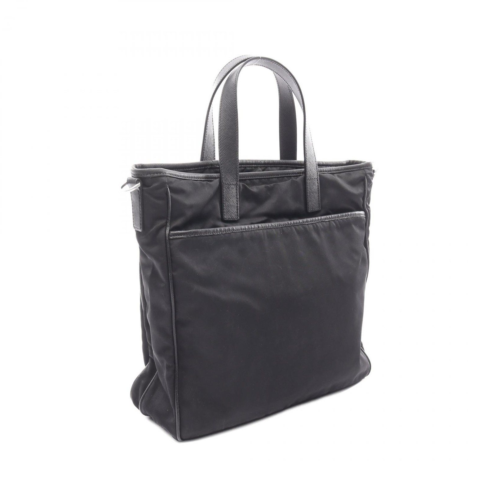 PRADA Shoulder Crossbody Handbag Nylon Saffiano leather Black Used Women thumbnail 2