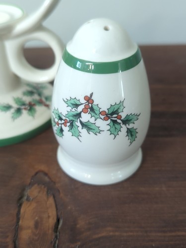 Spode Christmas Porcelain Salt and Pepper Shakers, Candle Holder & Cups - Picture 3 of 7